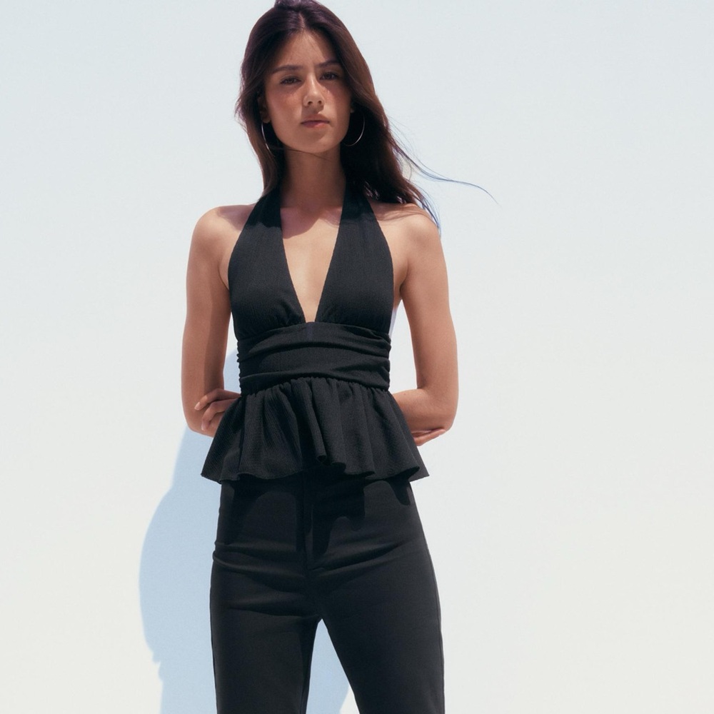 Zara Halter Peplum Top